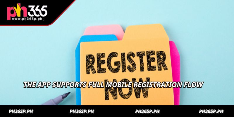 The app supports full mobile registration flow